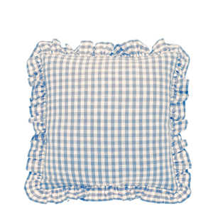 Walton & Co Blue Gingham Ruffle Cushion